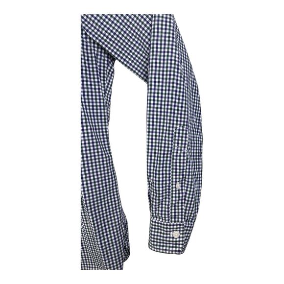 Brooks Brothers Dress Shirt Mens Medium 1818 Polo Blue Green Plaid - Picture 4 of 14